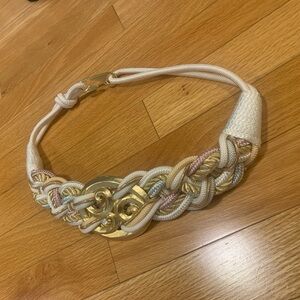 Chic Gold and Cream Women's Braided Belt